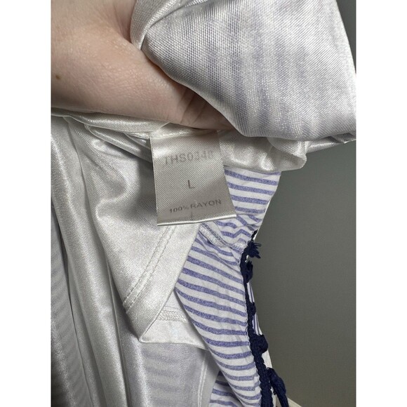 THML Large Embroidered Striped Halter Dress White Blue Pink Purple Summer‎ Beach - Picture 3 of 4